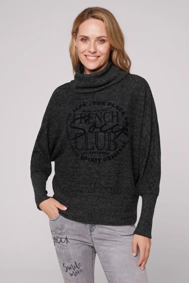 пуловер oversize black melange