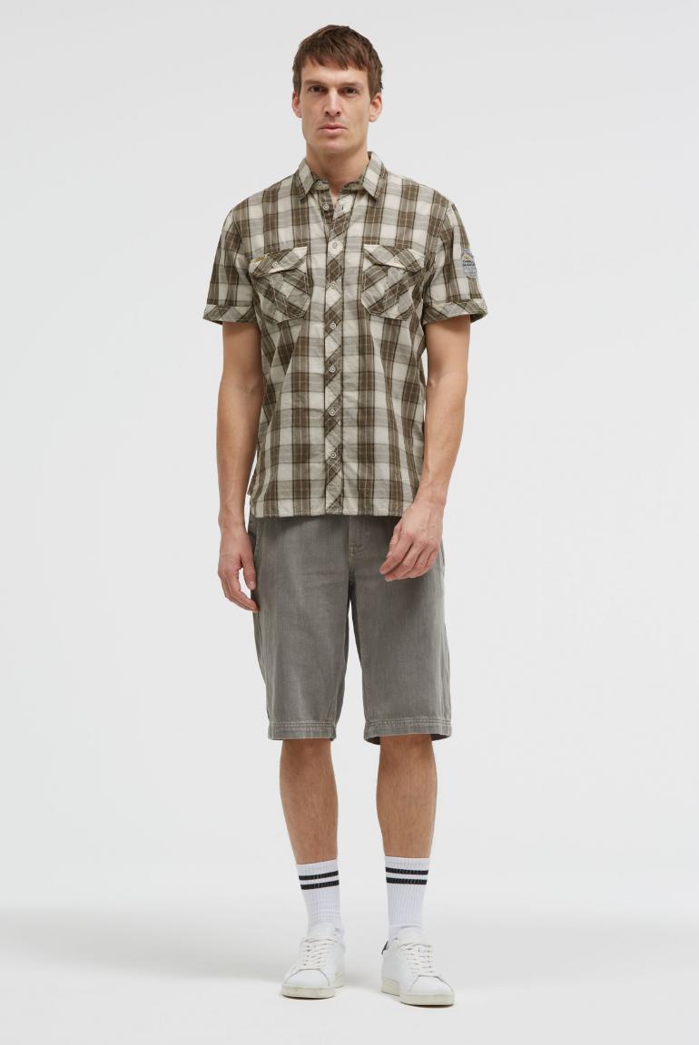 рубашка muscle fit dark wood