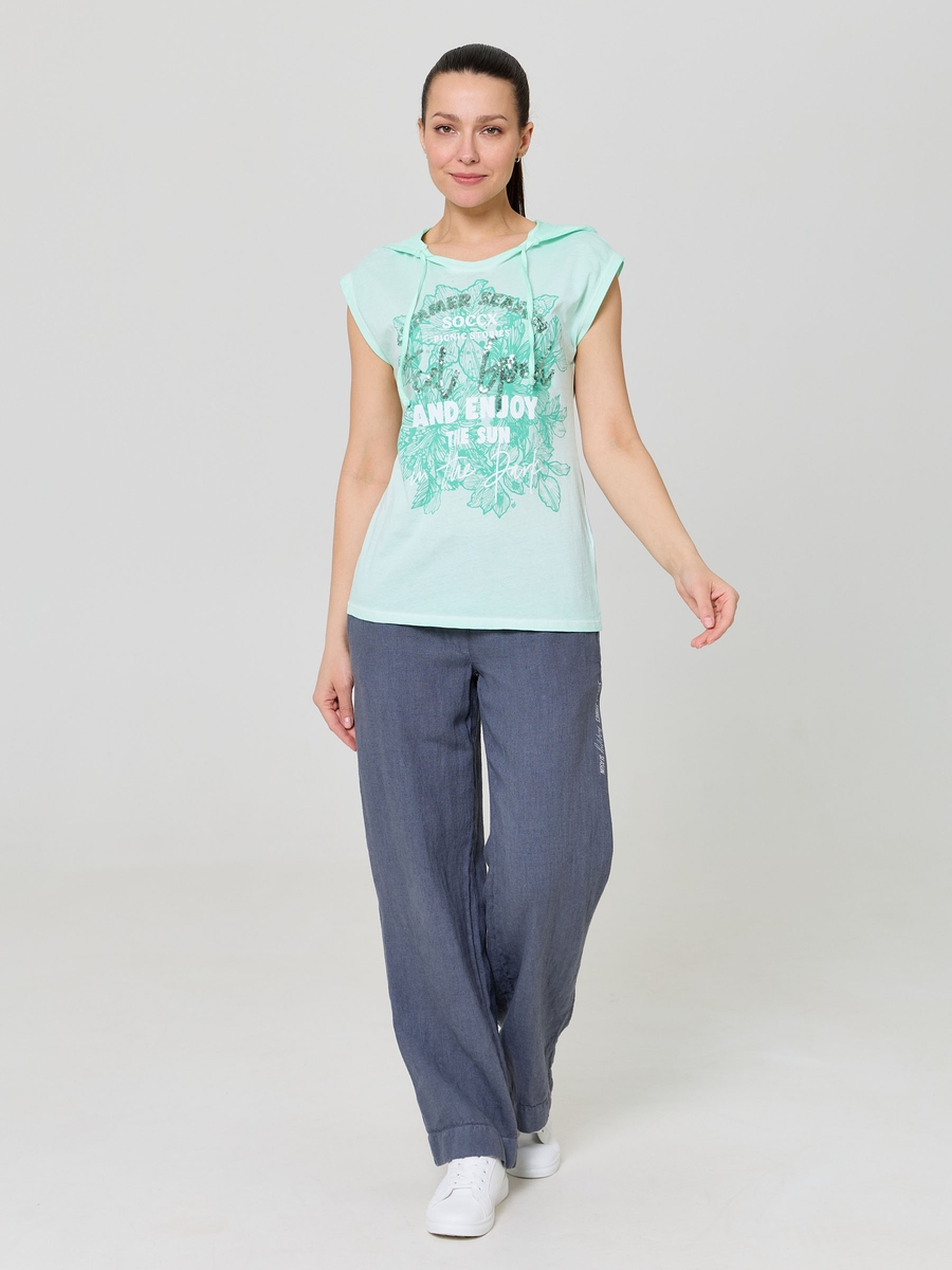 лонгслив с капюшоном leafy mint