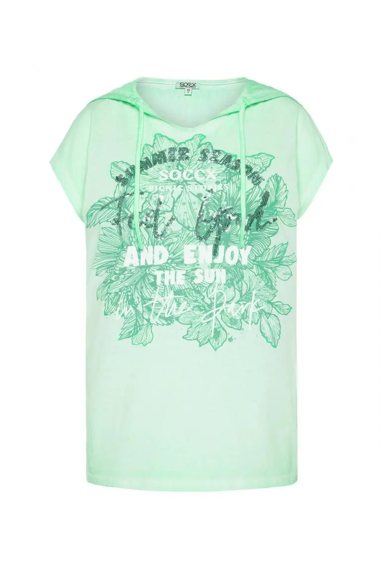 лонгслив с капюшоном leafy mint