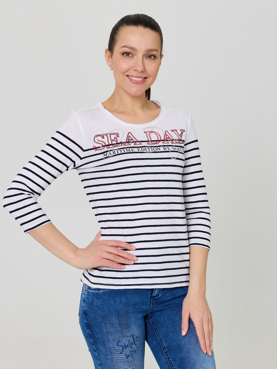футболка 3/4 opticwhite / blue navy