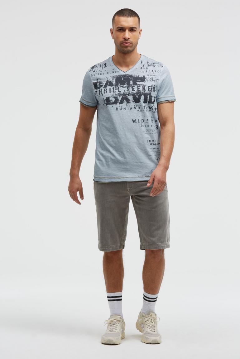 футболка v-neck silver blue