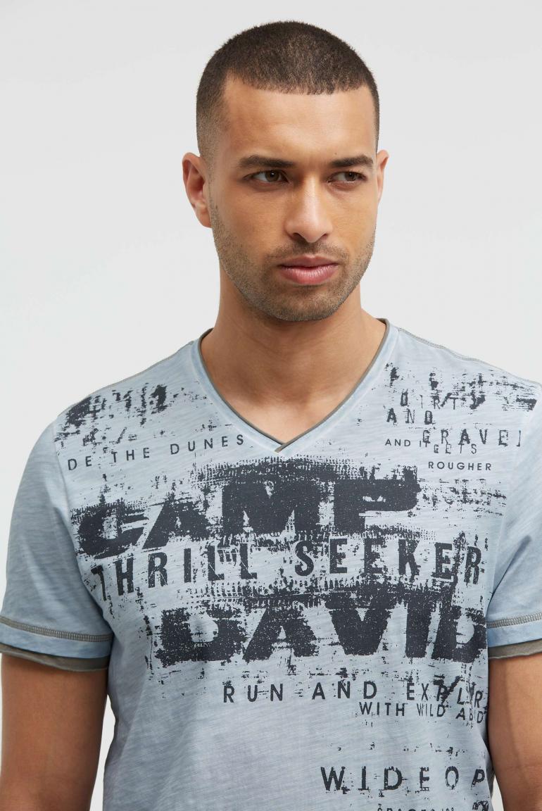 футболка v-neck silver blue