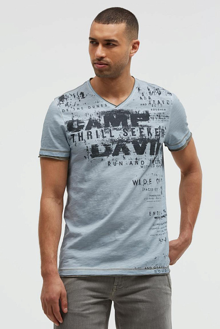 футболка v-neck silver blue