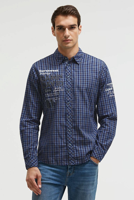 рубашка muscle fit blue navy